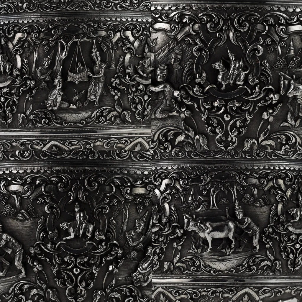 PUSHKIN ANTIQUES 16 - ANTIQUE 19thC EXEPTIONAL BURMESE SOLID SILVER THABEIK BOWL, RANGOON c.1880 - 14.jpg