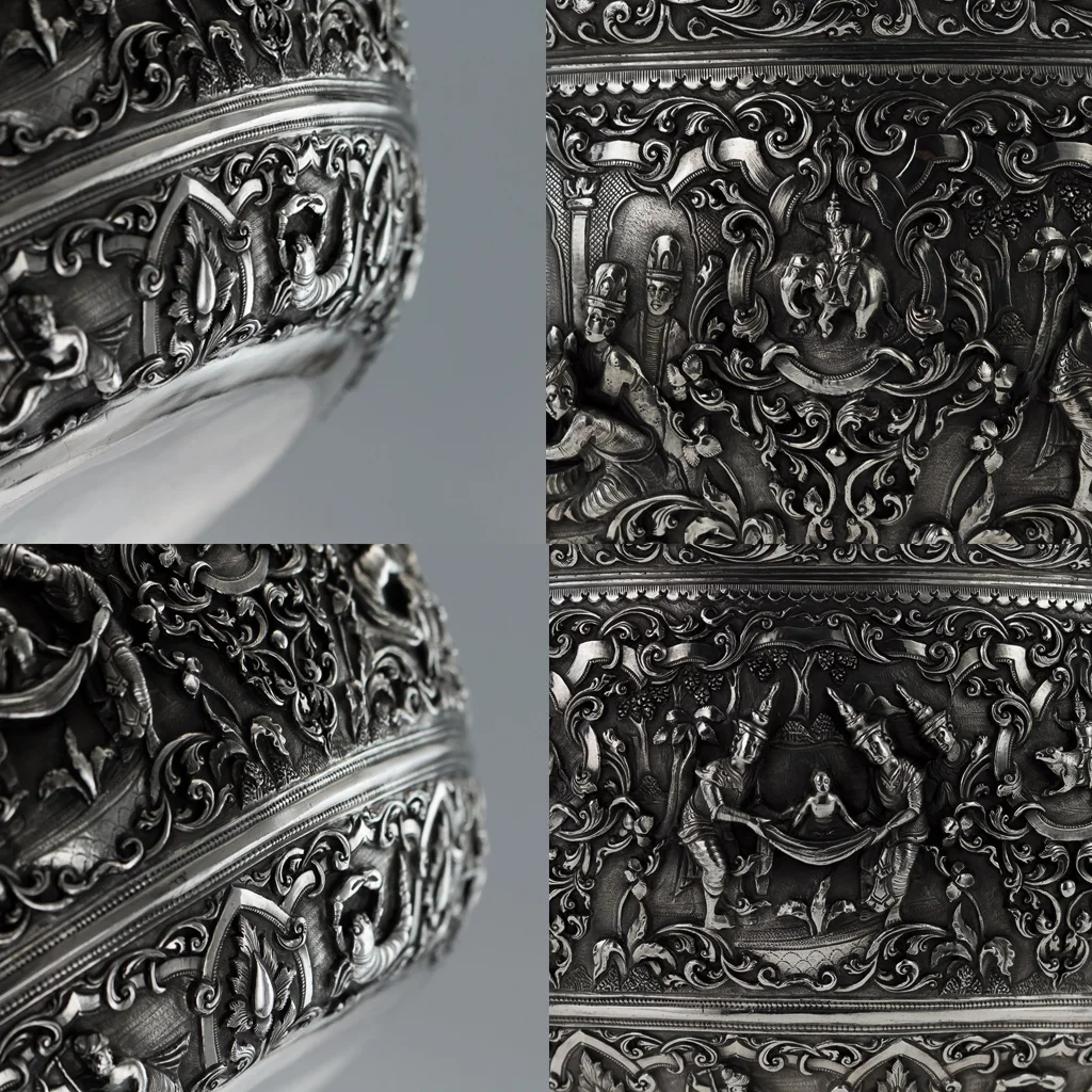 PUSHKIN ANTIQUES 16 - ANTIQUE 19thC EXEPTIONAL BURMESE SOLID SILVER THABEIK BOWL, RANGOON c.1880 - 16.jpg