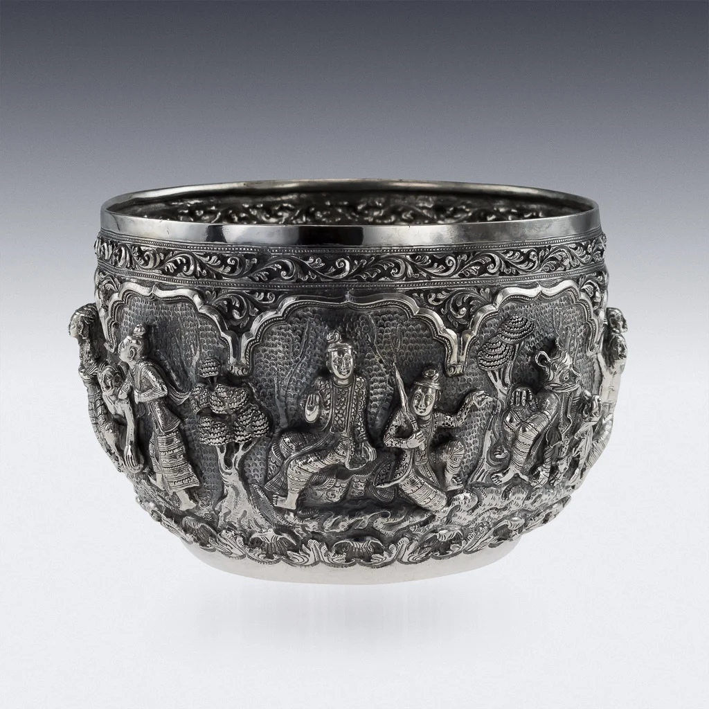 PUSHKIN ANTIQUES 17 - ANTIQUE 19thC EXCEPTIONAL BURMESE SOLID SILVER THABEIK BOWL, RANGOON c.1880 - 04.jpg