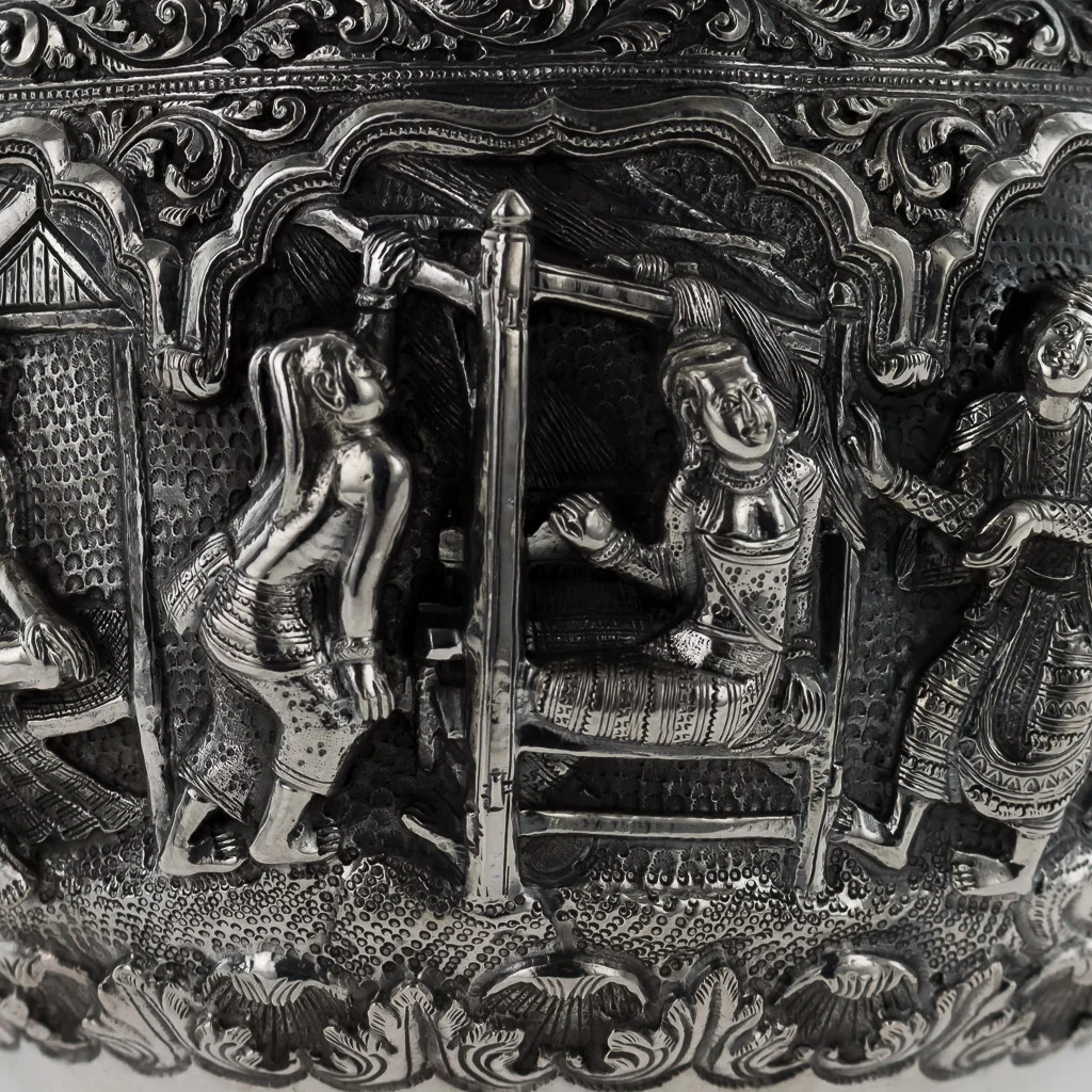 PUSHKIN ANTIQUES 17 - ANTIQUE 19thC EXCEPTIONAL BURMESE SOLID SILVER THABEIK BOWL, RANGOON c.1880 - 10.jpg