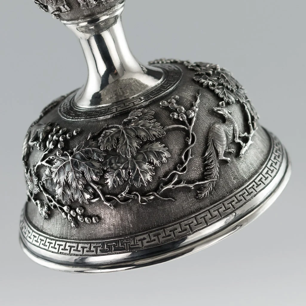 PUSHKIN ANTIQUES - ANTIQUE 19thC CHINESE EXPORT SOLID SILVER DECORATIVE TAZZA c.1880 -13.jpg