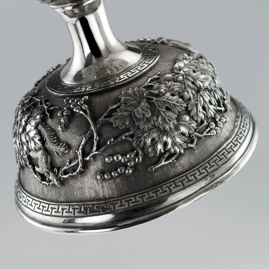 PUSHKIN ANTIQUES - ANTIQUE 19thC CHINESE EXPORT SOLID SILVER DECORATIVE TAZZA c.1880 -15.jpg