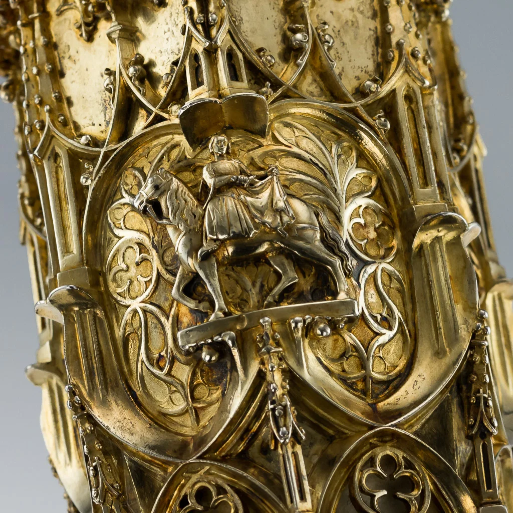 PUSHKIN ANTIQUES - ANTIQUE 20THC SWISS SOLID SILVER-GILT LARGE STEEPLE CUPS, ULRICH SAUTER C.1910 -14.jpg