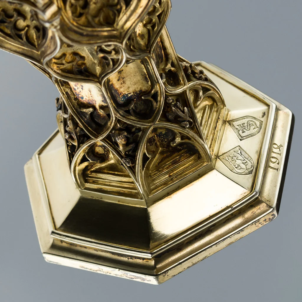 PUSHKIN ANTIQUES - ANTIQUE 20THC SWISS SOLID SILVER-GILT LARGE STEEPLE CUPS, ULRICH SAUTER C.1910 -17.jpg