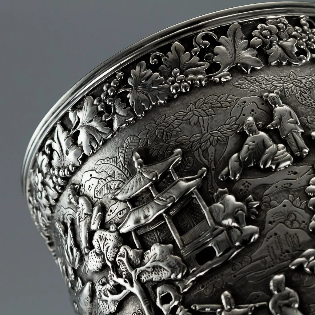 PUSHKIN ANTIQUES - ANTIQUE 19thC CHINESE EXPORT SOLID SILVER EXCEPTIONAL GOBLET, CUTSHING c.1860 -17.jpg