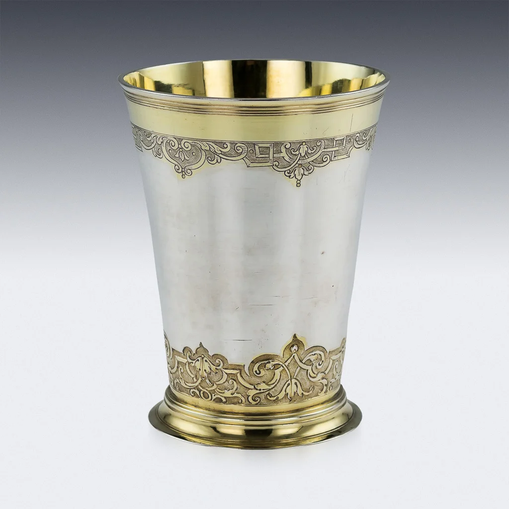 PUSHKIN ANTIQUES - ANTIQUE 18thC RARE GERMAN SOLID SILVER BEAKER CUP, AUGSBERG c.1720 -02.jpg