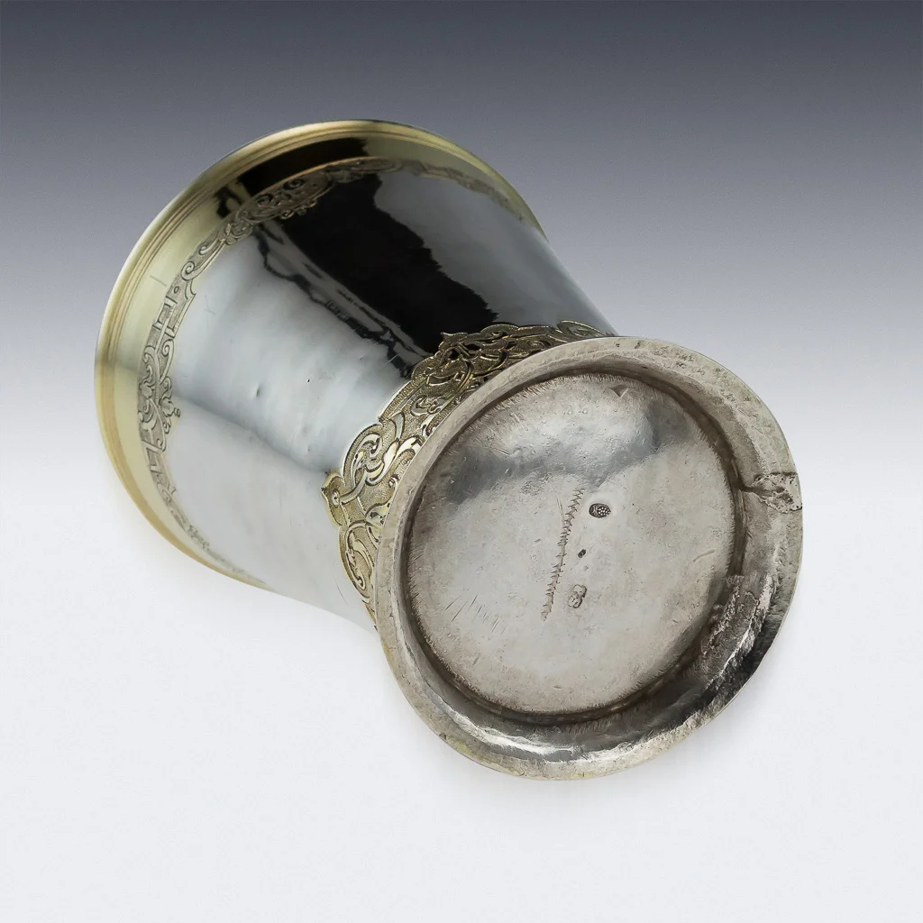 PUSHKIN ANTIQUES - ANTIQUE 18thC RARE GERMAN SOLID SILVER BEAKER CUP, AUGSBERG c.1720 -05.jpg