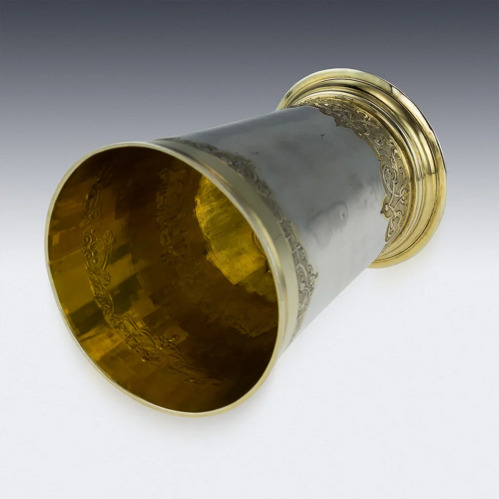 PUSHKIN ANTIQUES - ANTIQUE 18thC RARE GERMAN SOLID SILVER BEAKER CUP, AUGSBERG c.1720 -06.jpg