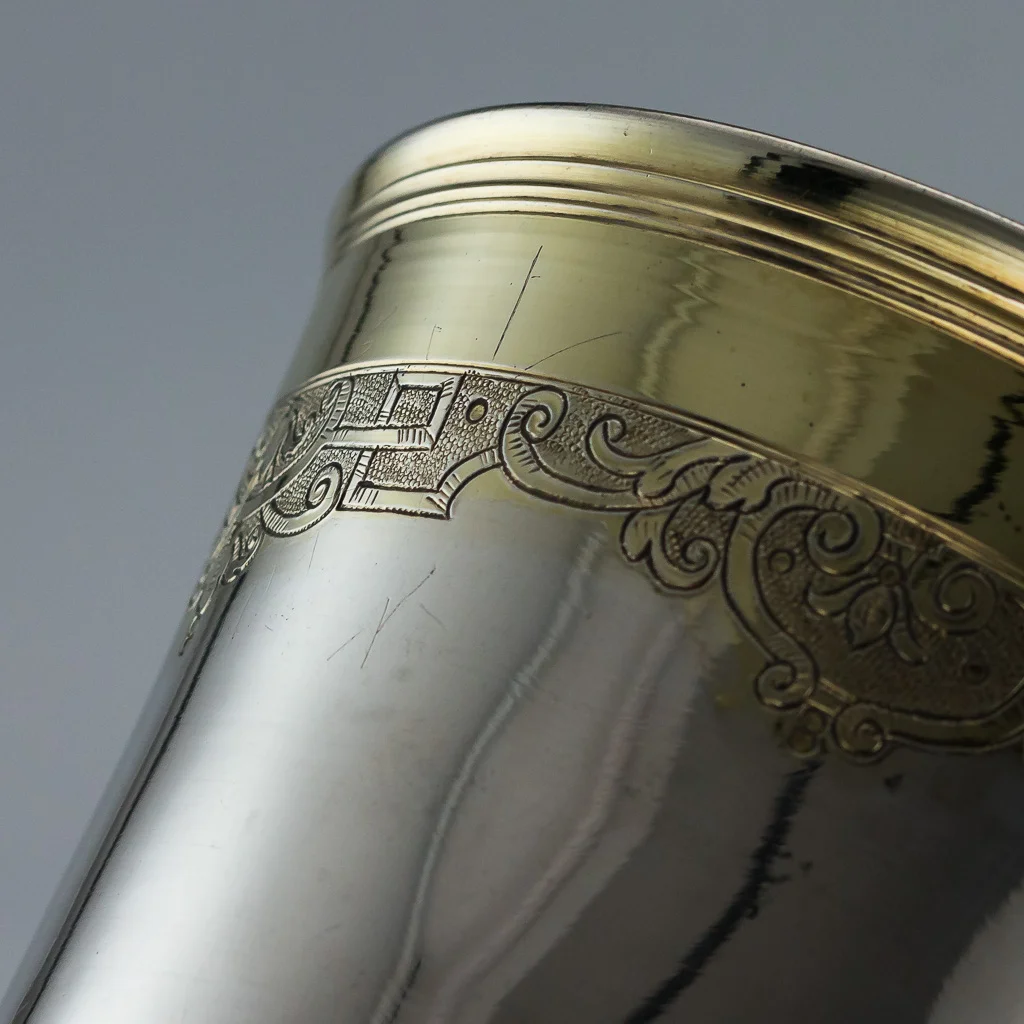 PUSHKIN ANTIQUES - ANTIQUE 18thC RARE GERMAN SOLID SILVER BEAKER CUP, AUGSBERG c.1720 -08.jpg
