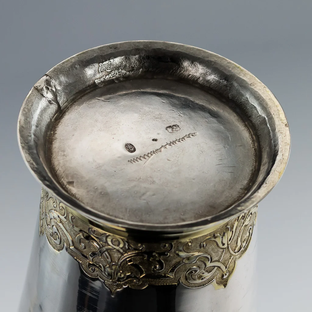 PUSHKIN ANTIQUES - ANTIQUE 18thC RARE GERMAN SOLID SILVER BEAKER CUP, AUGSBERG c.1720 -11.jpg