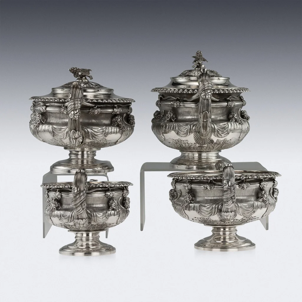 PUSHKIN ANTIQUES - ANTIQUE 19thC GEORGIAN SOLID SILVER WARWICK TEA & COFFEE SET, HENNELL III c.1818 - 02.jpg