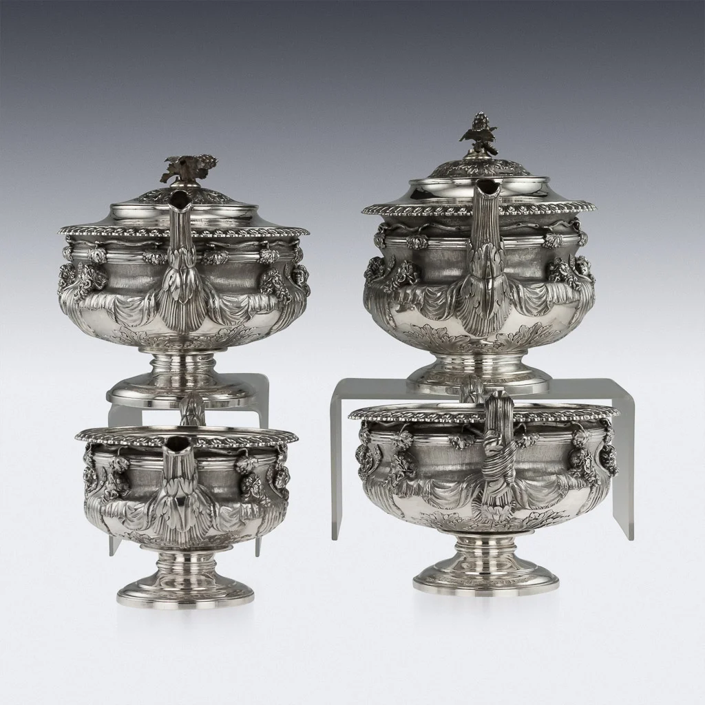 PUSHKIN ANTIQUES - ANTIQUE 19thC GEORGIAN SOLID SILVER WARWICK TEA & COFFEE SET, HENNELL III c.1818 - 04.jpg