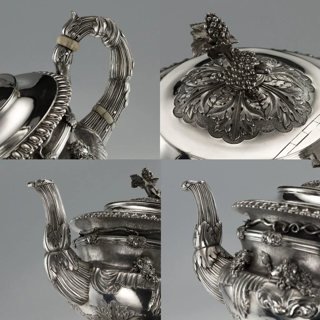 PUSHKIN ANTIQUES - ANTIQUE 19thC GEORGIAN SOLID SILVER WARWICK TEA & COFFEE SET, HENNELL III c.1818 - 08.jpg
