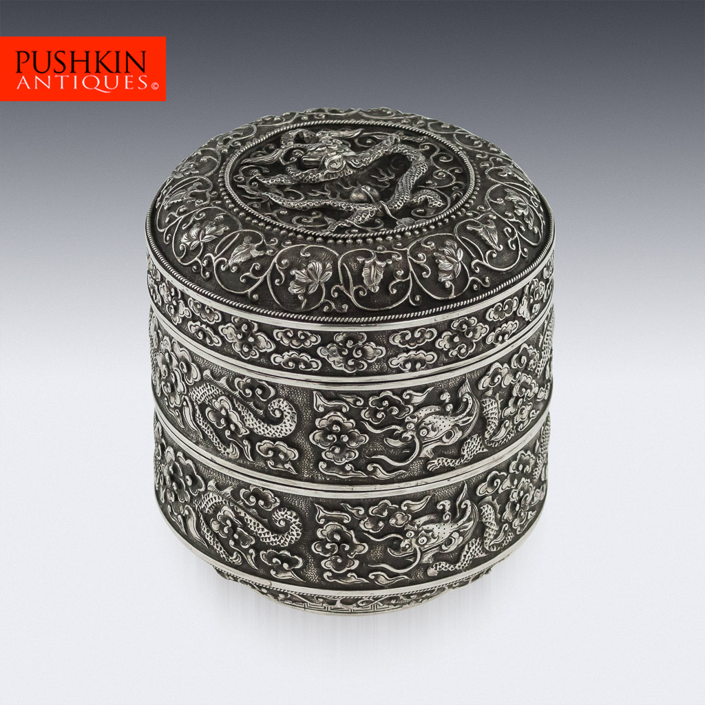 Pushkin Antiques - ANTIQUE 19thC RARE CHINESE SOLID SILVER DOUBLE BOX, H.T, HANOI c.1890 - 01.jpg