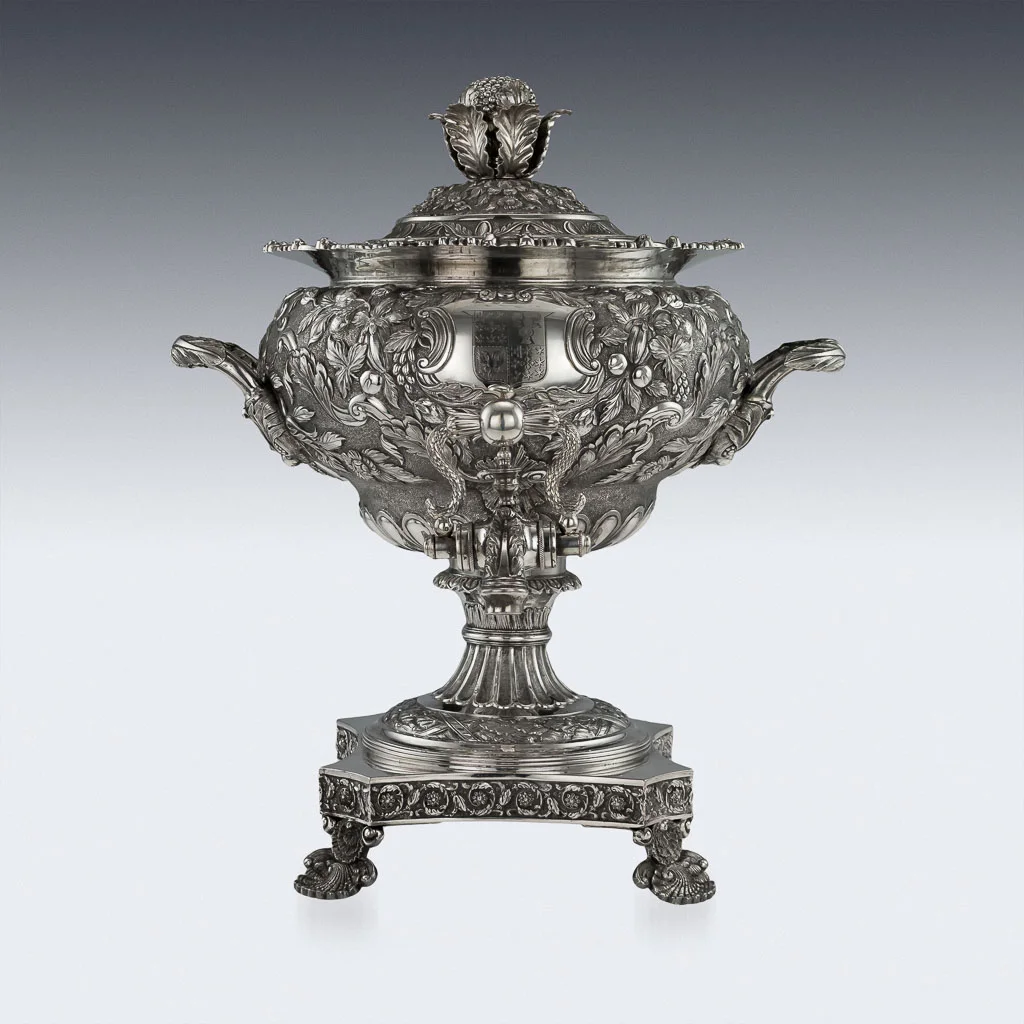 Pushkin Antiques - ANTIQUE 19TH CENTURY GEORGIAN EXCEPTIONALLY RARE SOLID SILVER HOT WATER URN : SAMOVAR, HENNELL c.1821 - 05.jpg