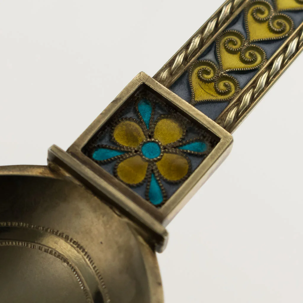 Pushkin Antiques - ANTIQUE 19thC NORWEGIAN SOLID SILVER & PLIQUE A JOUR ENAMEL SPOON c.1880 - 09.jpg