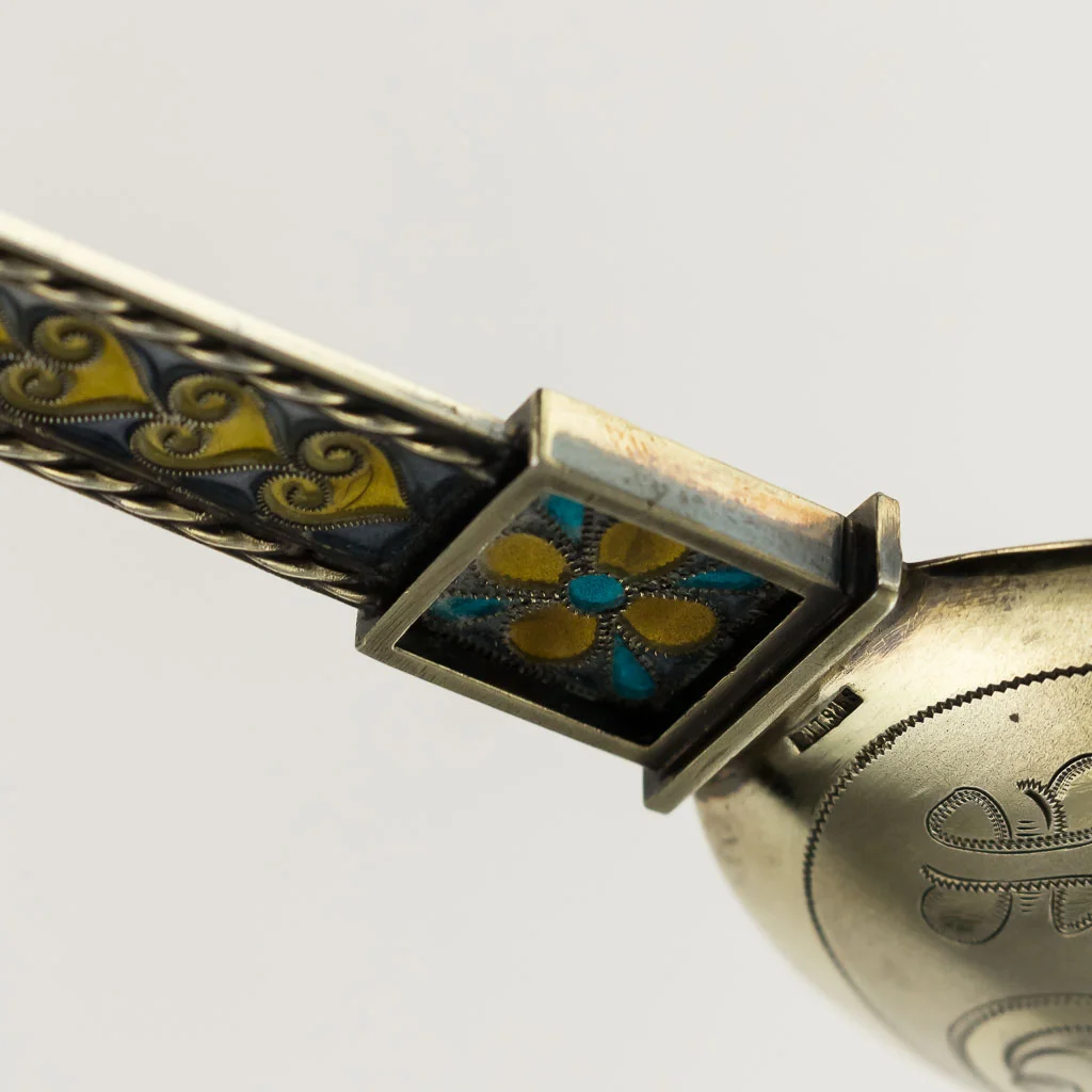 Pushkin Antiques - ANTIQUE 19thC NORWEGIAN SOLID SILVER & PLIQUE A JOUR ENAMEL SPOON c.1880 - 11.jpg