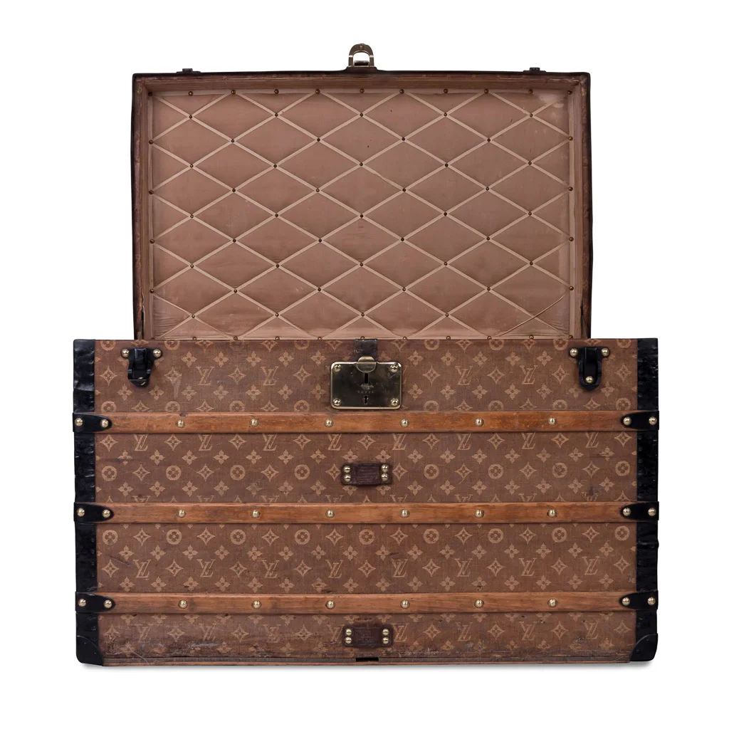 PUSHKIN ANTIQUES - ANTIQUE 20thC LOUIS VUITTON WOVEN CANVAS STEAMER TRUNK c.1900 - 07.jpg