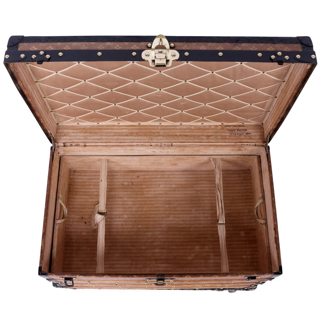 PUSHKIN ANTIQUES - ANTIQUE 20thC LOUIS VUITTON WOVEN CANVAS STEAMER TRUNK c.1900 - 08.jpg