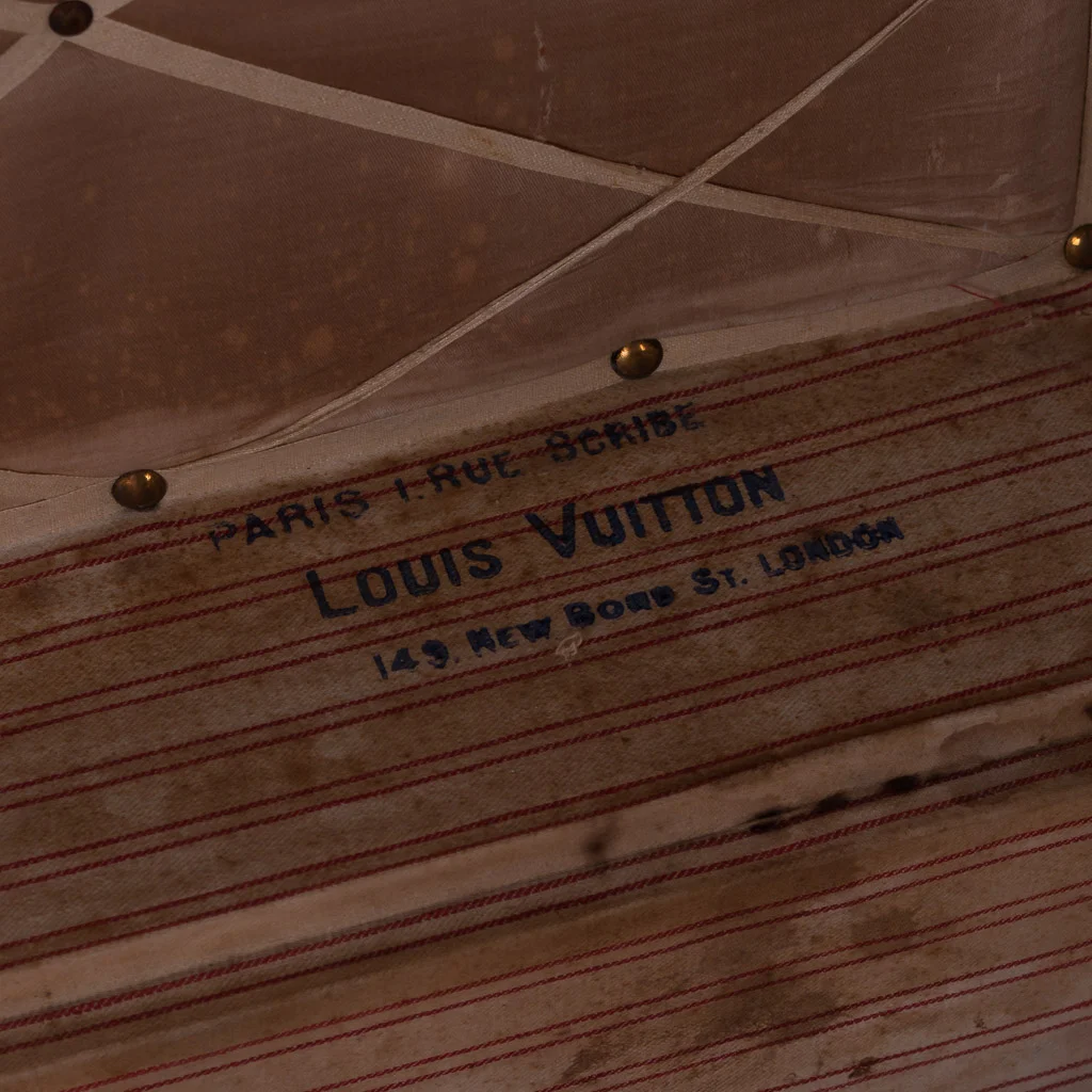 PUSHKIN ANTIQUES - ANTIQUE 20thC LOUIS VUITTON WOVEN CANVAS STEAMER TRUNK c.1900 - 13.jpg
