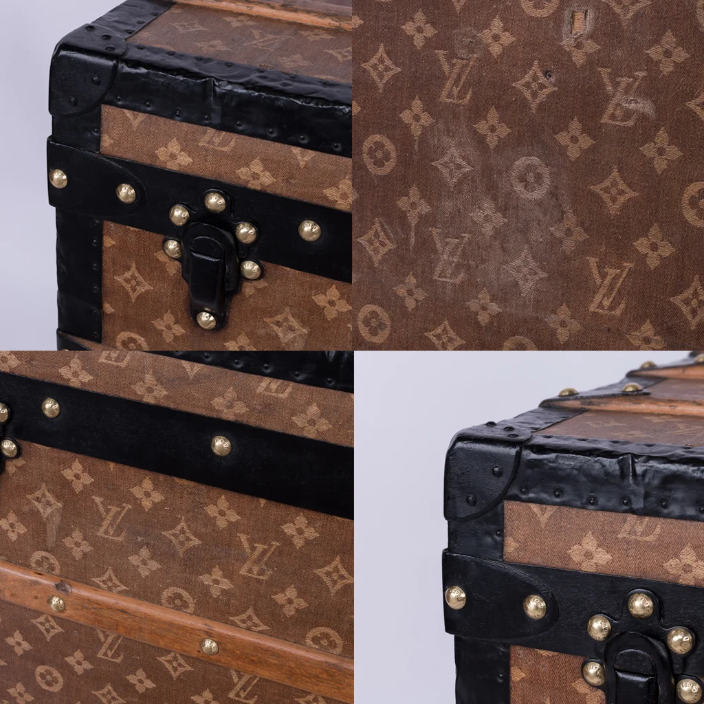 PUSHKIN ANTIQUES - ANTIQUE 20thC LOUIS VUITTON WOVEN CANVAS STEAMER TRUNK c.1900 - 23.jpg