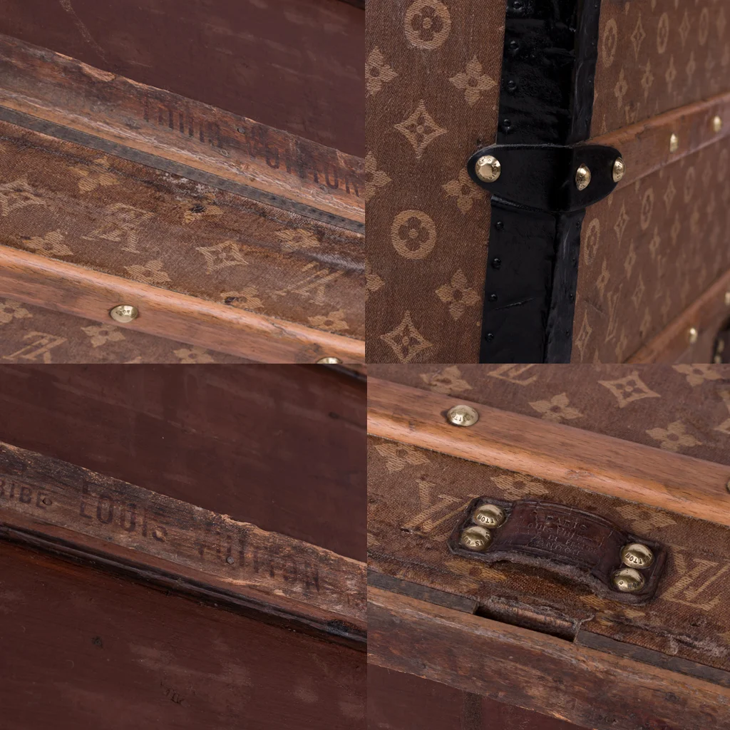 PUSHKIN ANTIQUES - ANTIQUE 20thC LOUIS VUITTON WOVEN CANVAS STEAMER TRUNK c.1900 - 24.jpg