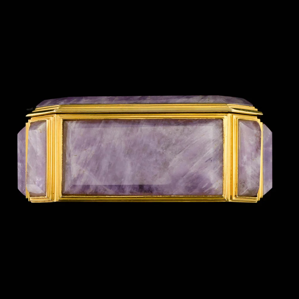 PUSHKIN ANTIQUES - ANTIQUE 20thC ITALIAN 18K GOLD-MOUNTED AMETHYST SNUFF BOX c.1960 - 06.jpg
