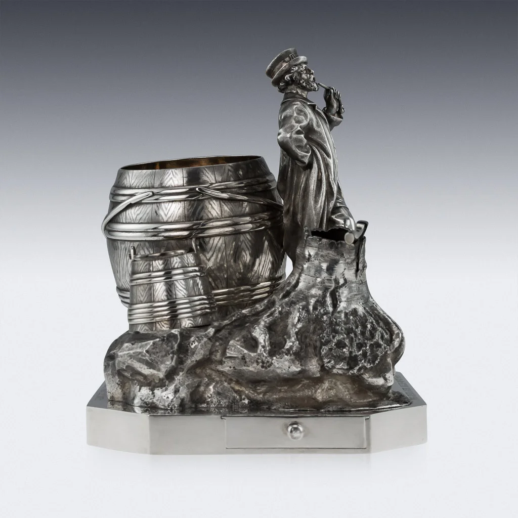 PUSHKIN ANTIQUES - ANTIQUE 19thC RUSSIAN SAZIKOV SOLID SILVER ROYAL CIGAR GARNITURE c.1870 - 05.jpg