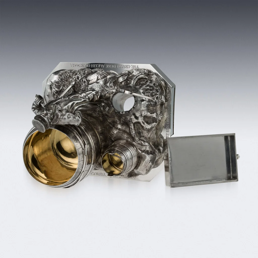 PUSHKIN ANTIQUES - ANTIQUE 19thC RUSSIAN SAZIKOV SOLID SILVER ROYAL CIGAR GARNITURE c.1870 - 06.jpg