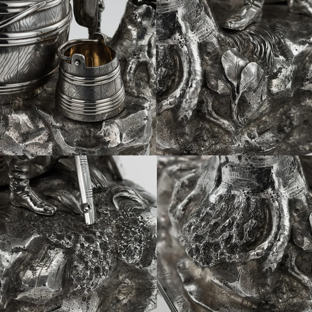 PUSHKIN ANTIQUES - ANTIQUE 19thC RUSSIAN SAZIKOV SOLID SILVER ROYAL CIGAR GARNITURE c.1870 - 15.jpg