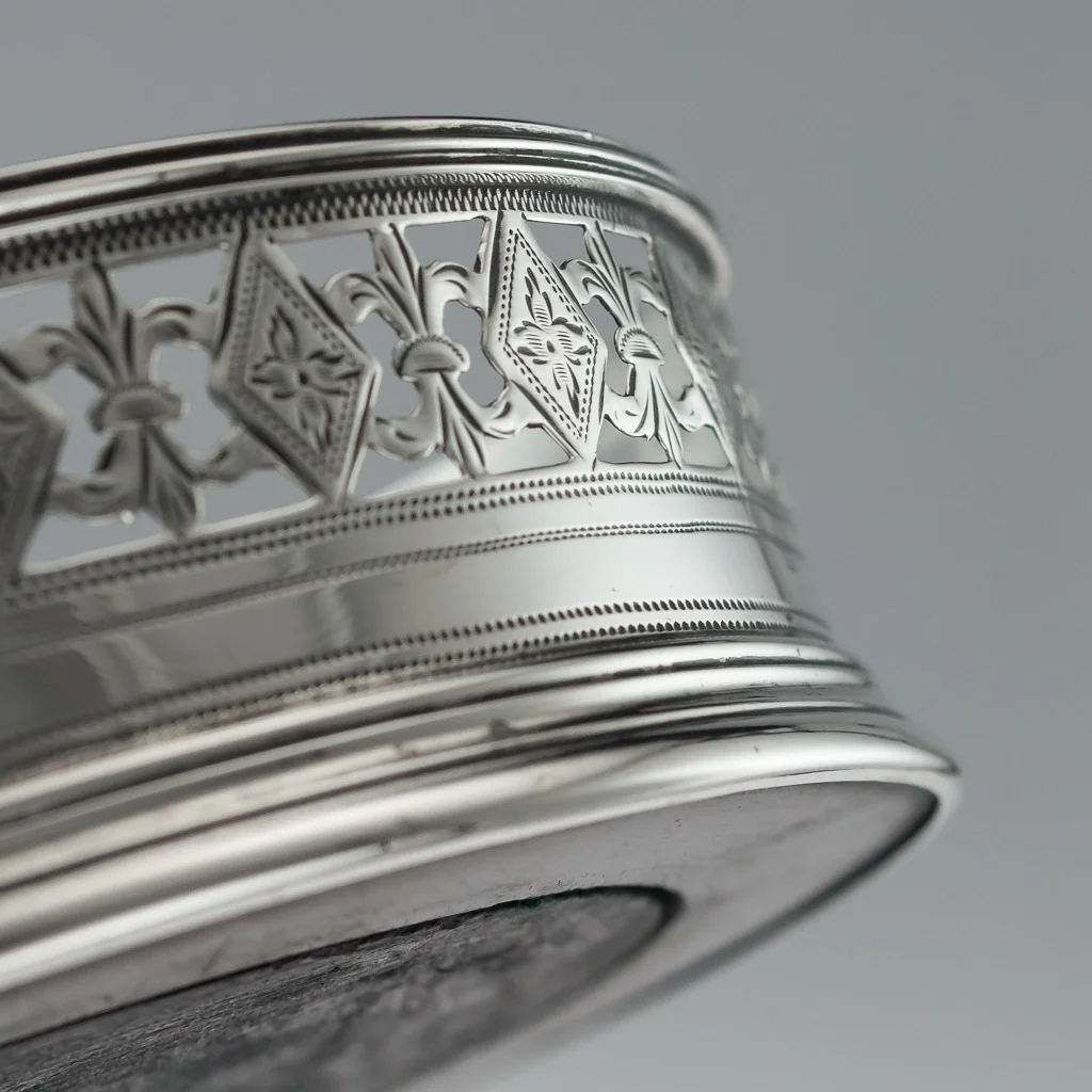 PUSHKIN ANTIQUES - ANTIQUE 18thC GEORGIAN SOLID SILVER SET OF FOUR WINE COASTERS c.1792 - 08.jpg