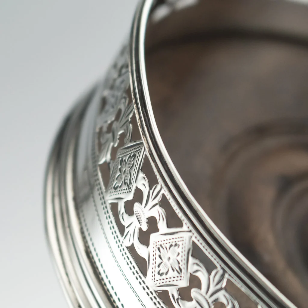 PUSHKIN ANTIQUES - ANTIQUE 18thC GEORGIAN SOLID SILVER SET OF FOUR WINE COASTERS c.1792 - 17.jpg