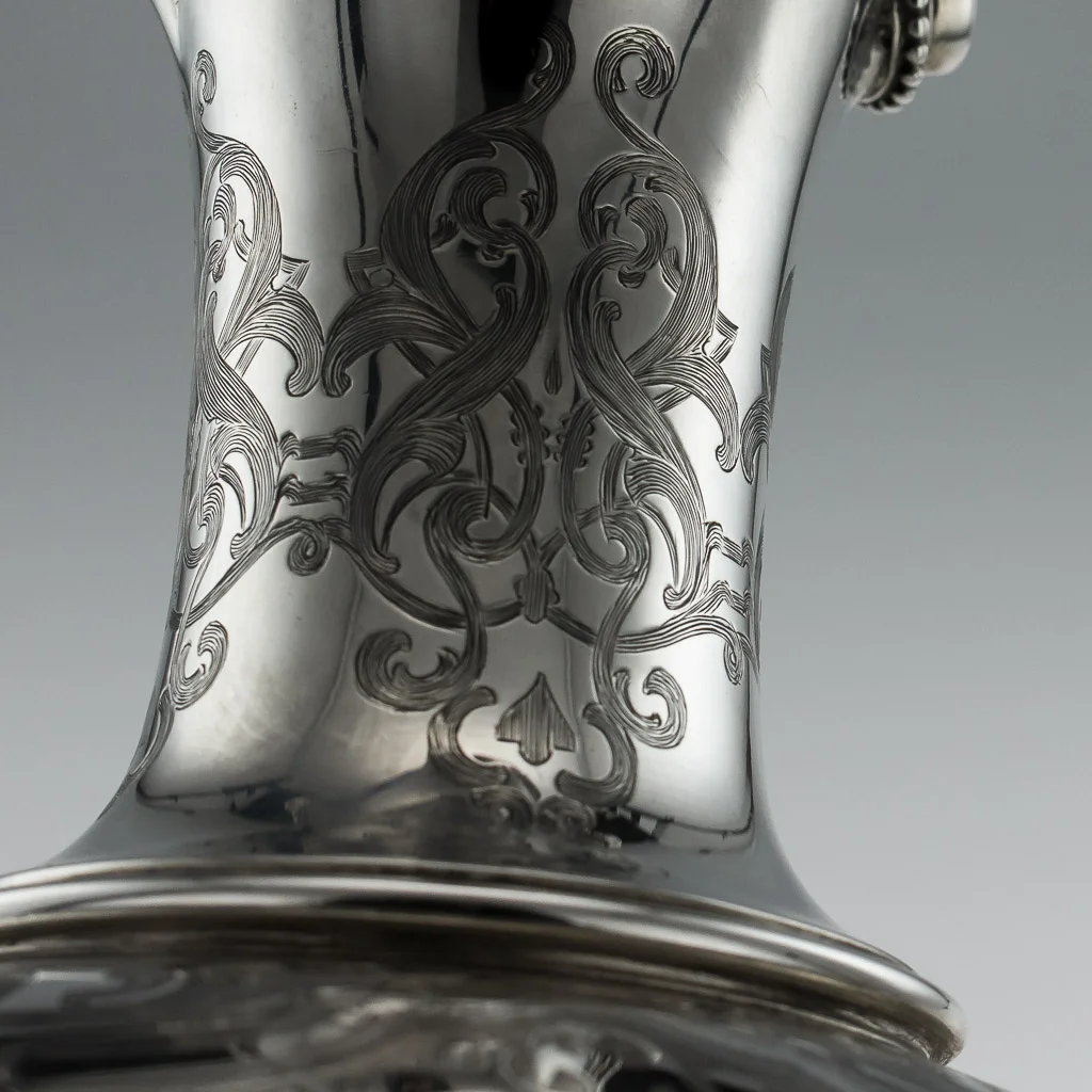 PUSHKIN ANTIQUES LONDON - ANTIQUE 19thC VICTORIAN SOLID SILVER LARGE WINE EWER JUG, GLASGOW c.1861 - 14.jpg