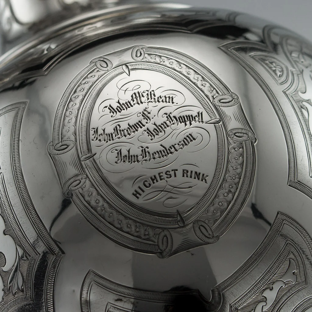 PUSHKIN ANTIQUES LONDON - ANTIQUE 19thC VICTORIAN SOLID SILVER LARGE WINE EWER JUG, GLASGOW c.1861 - 19.jpg