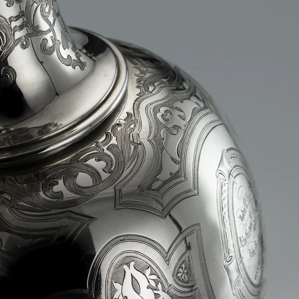 PUSHKIN ANTIQUES LONDON - ANTIQUE 19thC VICTORIAN SOLID SILVER LARGE WINE EWER JUG, GLASGOW c.1861 - 20.jpg