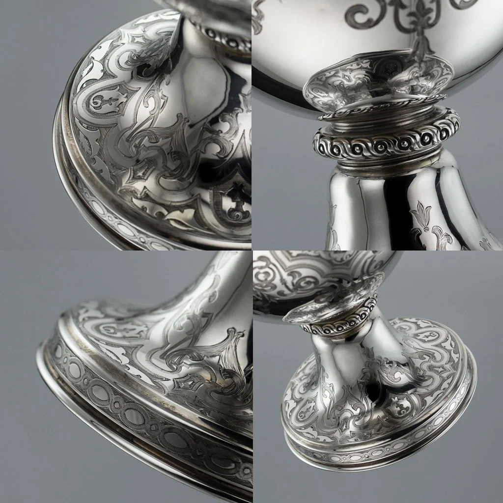 PUSHKIN ANTIQUES LONDON - ANTIQUE 19thC VICTORIAN SOLID SILVER LARGE WINE EWER JUG, GLASGOW c.1861 - 23.jpg