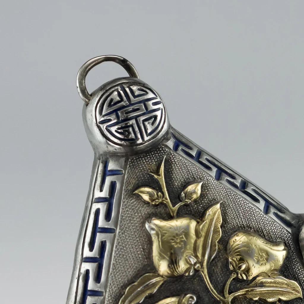 PUSHKIN ANTIQUES LONDON - ANTIQUE 19THC RARE CHINESE SOLID SILVER & ENAMEL RUYI, TIAN BAO, BEIJING C.1880 - 06.jpg