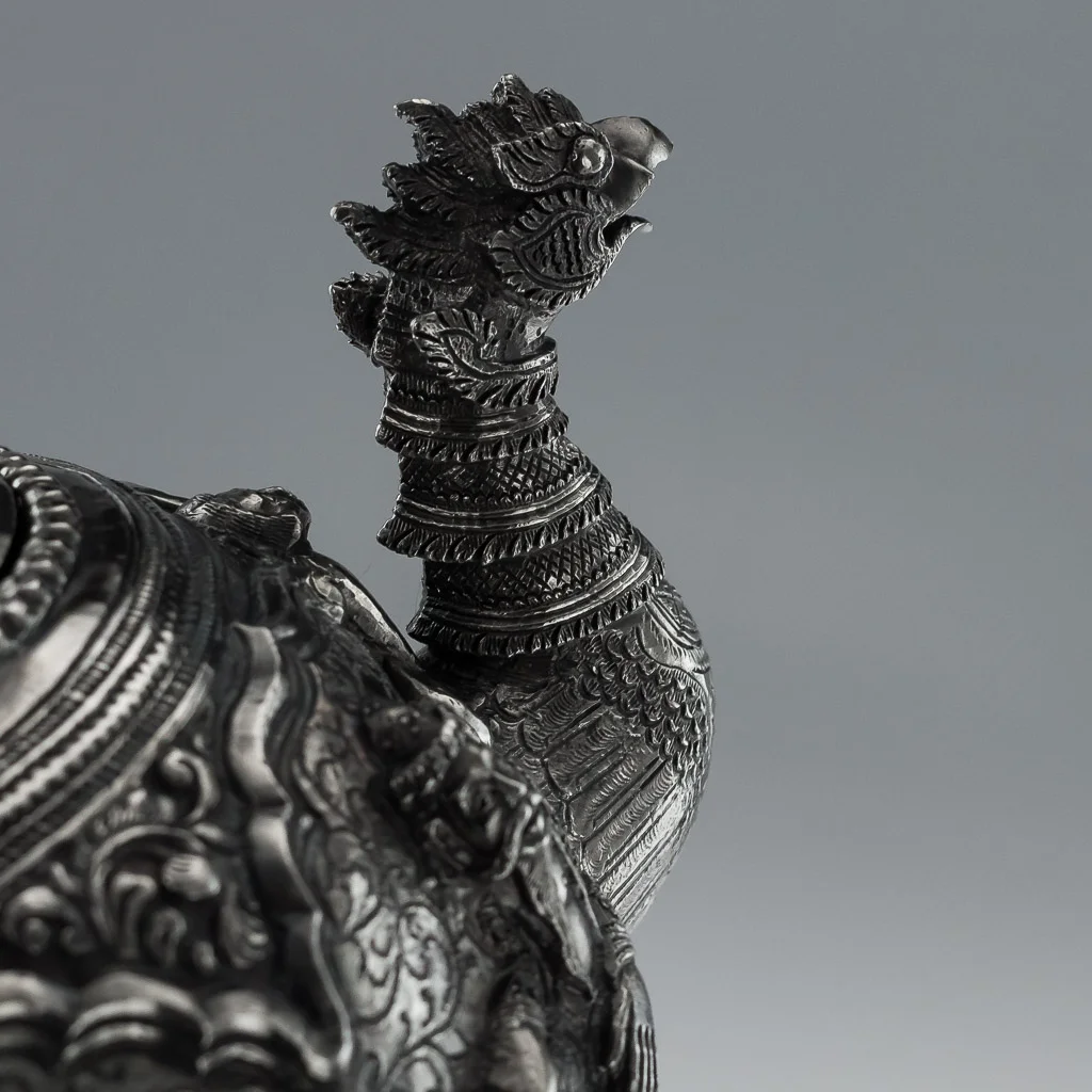 Pushkin Antiques - ANTIQUE 20THC BURMESE SOLID SILVER SCULPTURAL TEAPOT C. 1900- 11.jpg