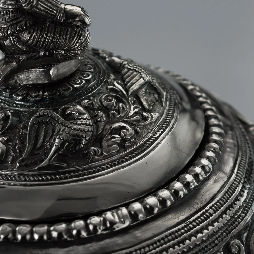 Pushkin Antiques - ANTIQUE 20THC BURMESE SOLID SILVER SCULPTURAL TEAPOT C. 1900- 13.jpg