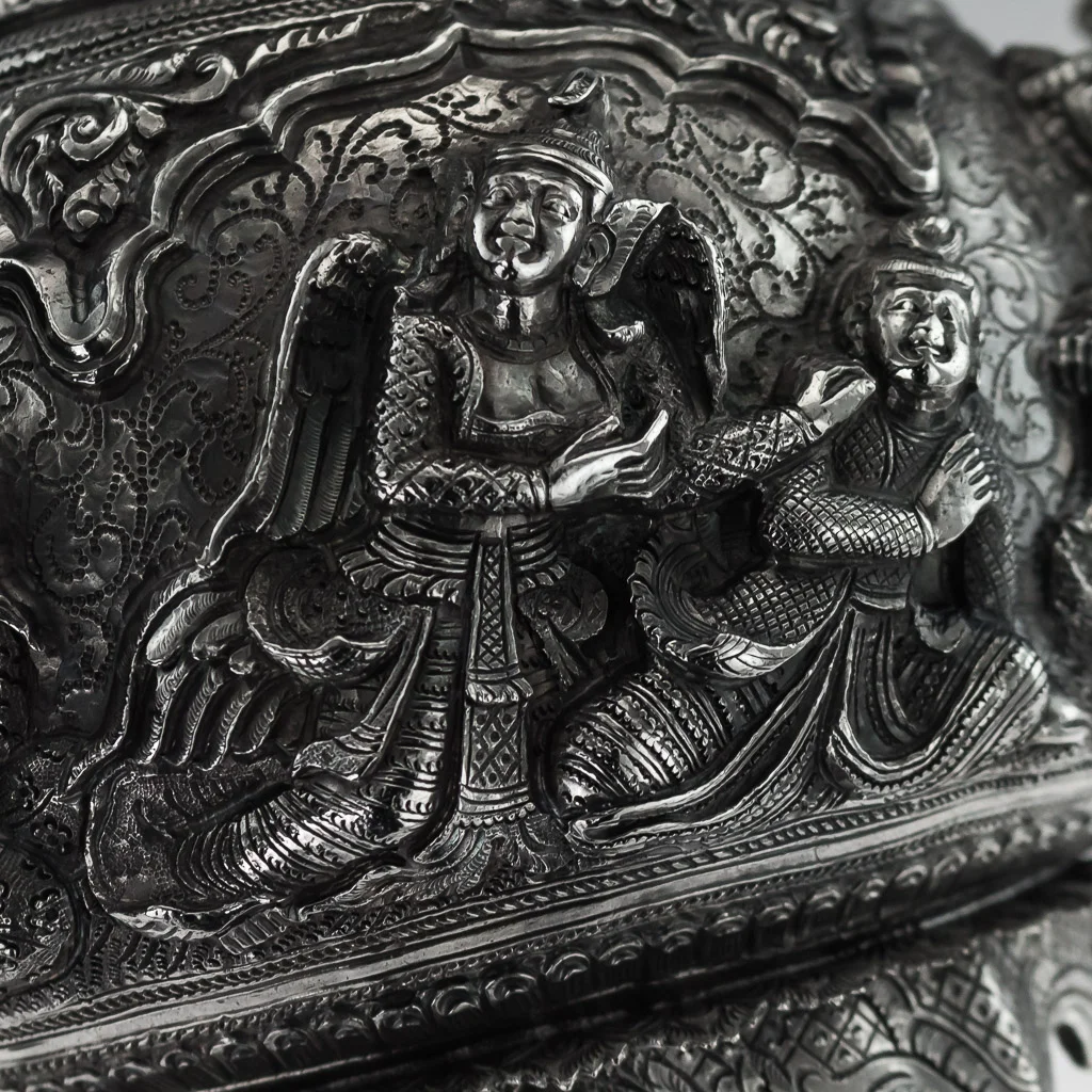 Pushkin Antiques - ANTIQUE 20THC BURMESE SOLID SILVER SCULPTURAL TEAPOT C. 1900- 19.jpg