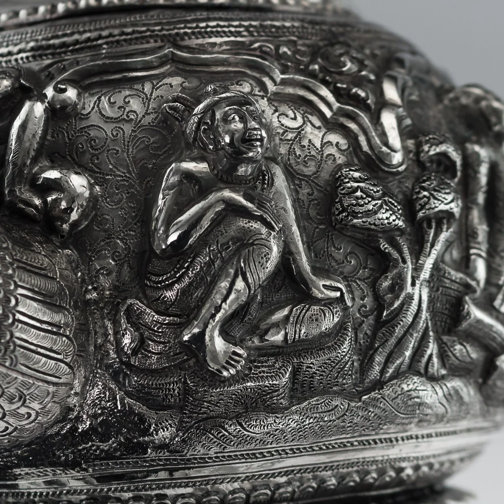 Pushkin Antiques - ANTIQUE 20THC BURMESE SOLID SILVER SCULPTURAL TEAPOT C. 1900- 23.jpg
