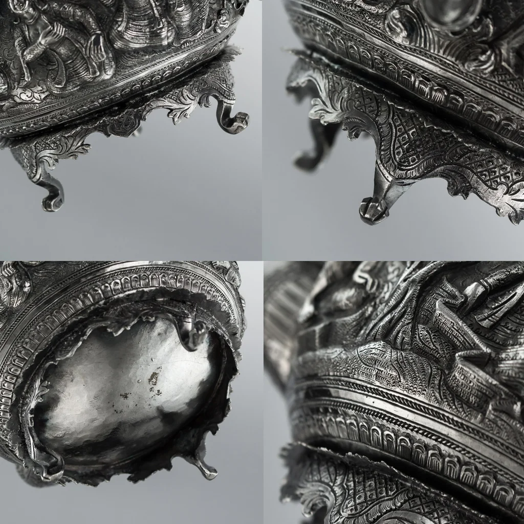 Pushkin Antiques - ANTIQUE 20THC BURMESE SOLID SILVER SCULPTURAL TEAPOT C. 1900- 24.jpg