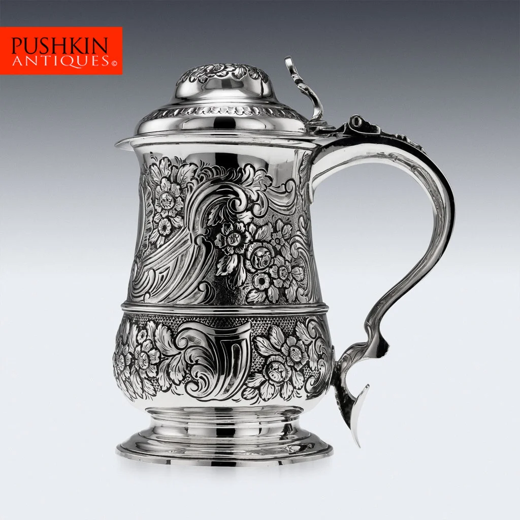 ANTIQUE 18thC GEORGIAN SOLID SILVER LIDDED TANKARD, T WALLIS, LONDON c.1784.jpg