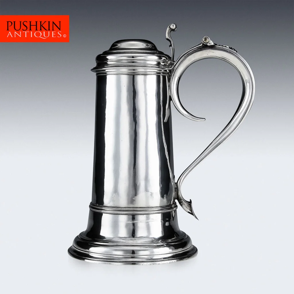 ANTIQUE 18THC RARE GEORGIAN SOLID SILVER IMPRESSIVE FLAGON, GABRIEL SLEATH C1740.jpg