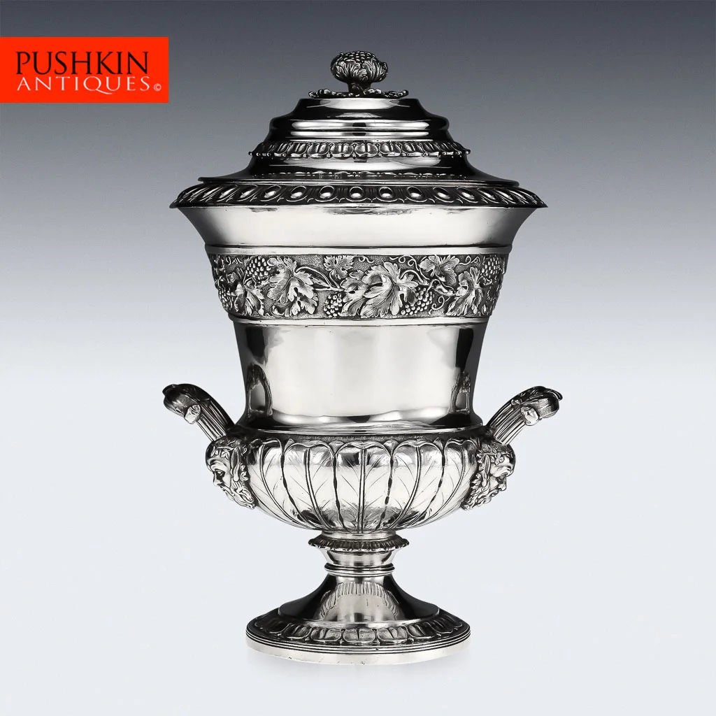 ANTIQUE 19thC RARE GEORGIAN SOLID SILVER LARGE CUP & COVER, EMES & BARNARD c1813.jpg
