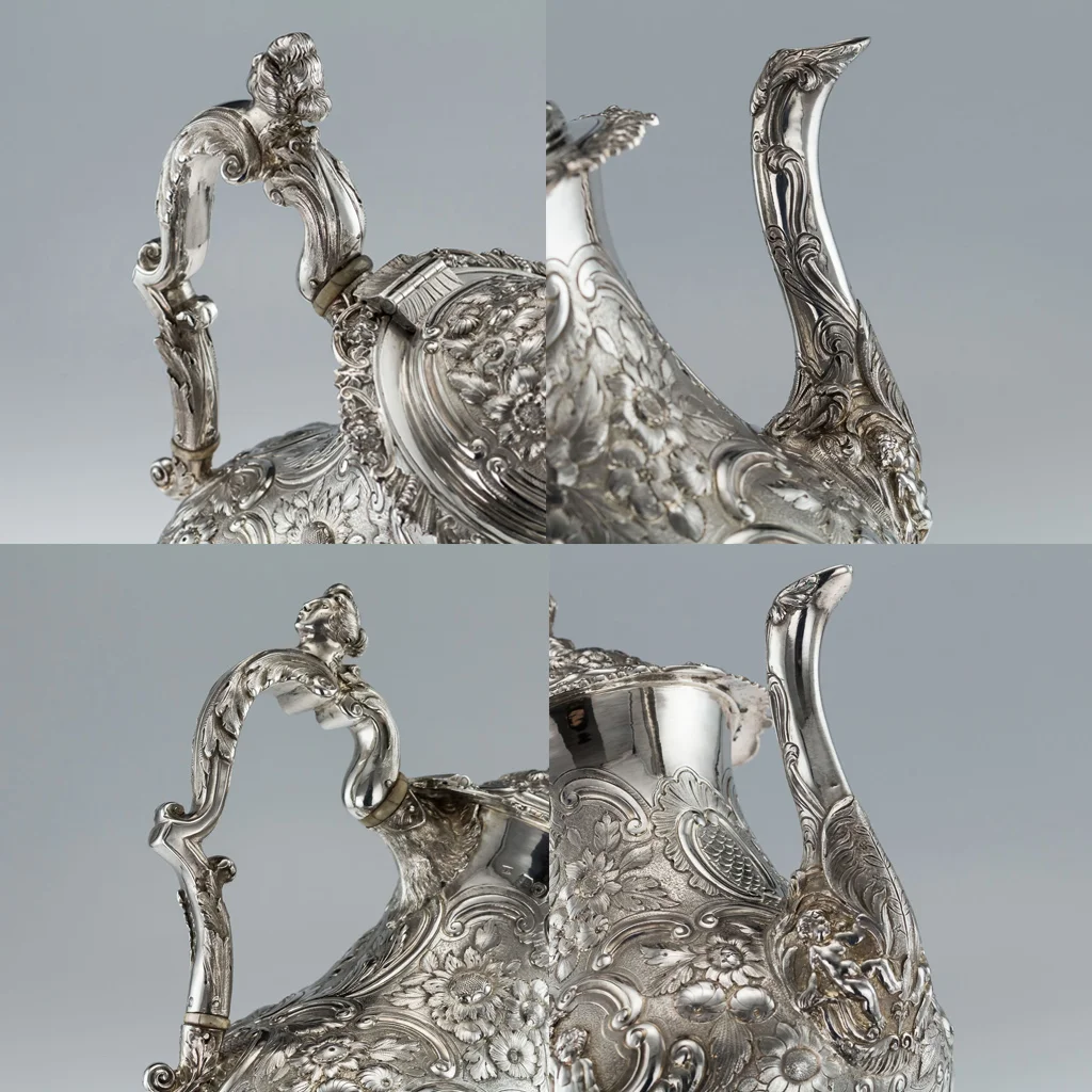PUSHKIN ANTIQUES LONDON - ANTIQUE 19thC GEORGIAN SOLID SILVER TEA SET & COFFEE SET, JOSEPH ANGELL c.1822 - 08.jpg