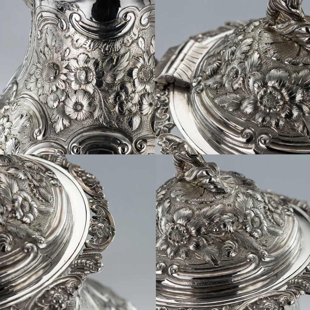 PUSHKIN ANTIQUES LONDON - ANTIQUE 19thC GEORGIAN SOLID SILVER TEA SET & COFFEE SET, JOSEPH ANGELL c.1822 - 09.jpg