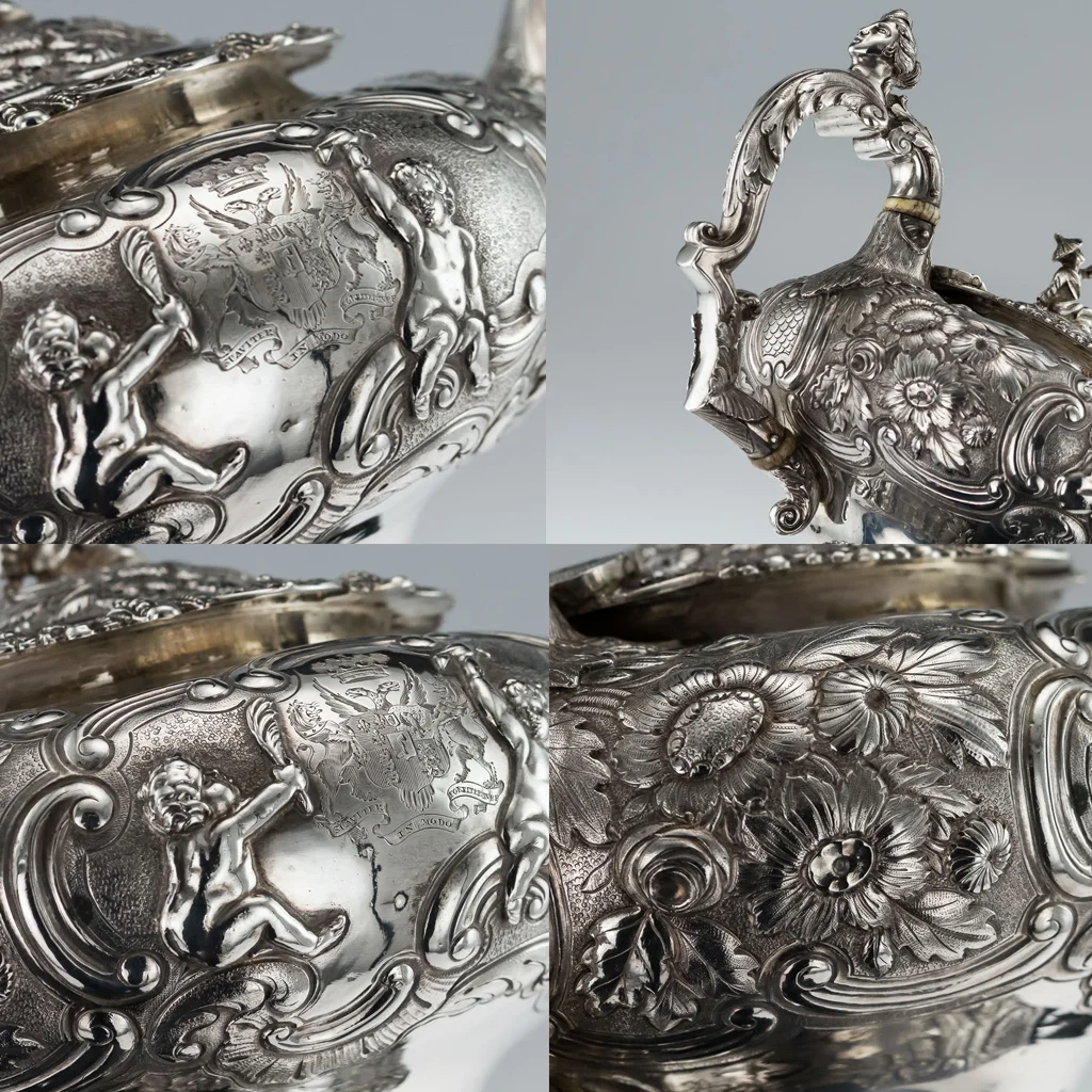 PUSHKIN ANTIQUES LONDON - ANTIQUE 19thC GEORGIAN SOLID SILVER TEA SET & COFFEE SET, JOSEPH ANGELL c.1822 - 15.jpg