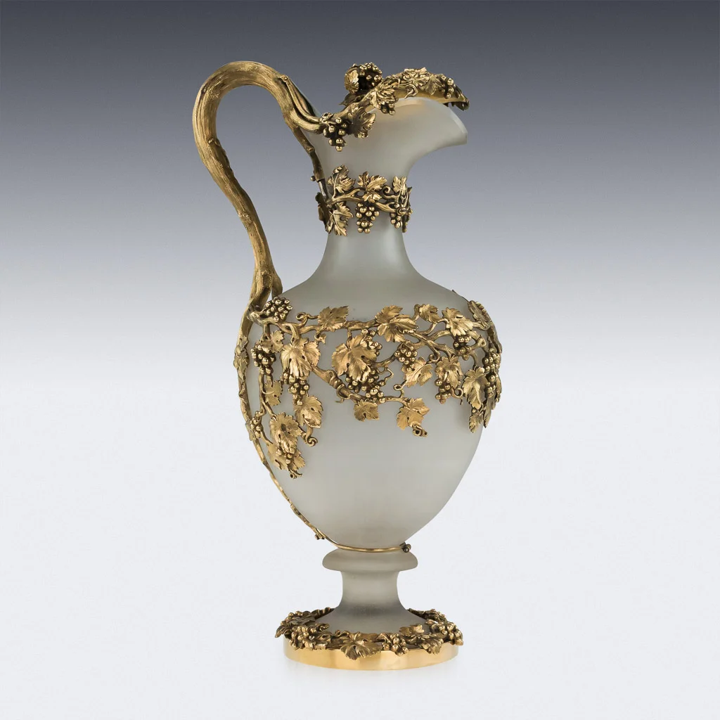 PUSHKIN ANTIQUES LONDON - ANTIQUE 19thC VICTORIAN SOLID SILVER-GILT & GLASS EWER, MORTIMER & HUNT c.1843 - 03.jpg