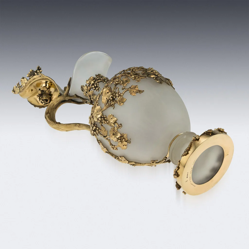PUSHKIN ANTIQUES LONDON - ANTIQUE 19thC VICTORIAN SOLID SILVER-GILT & GLASS EWER, MORTIMER & HUNT c.1843 - 06.jpg